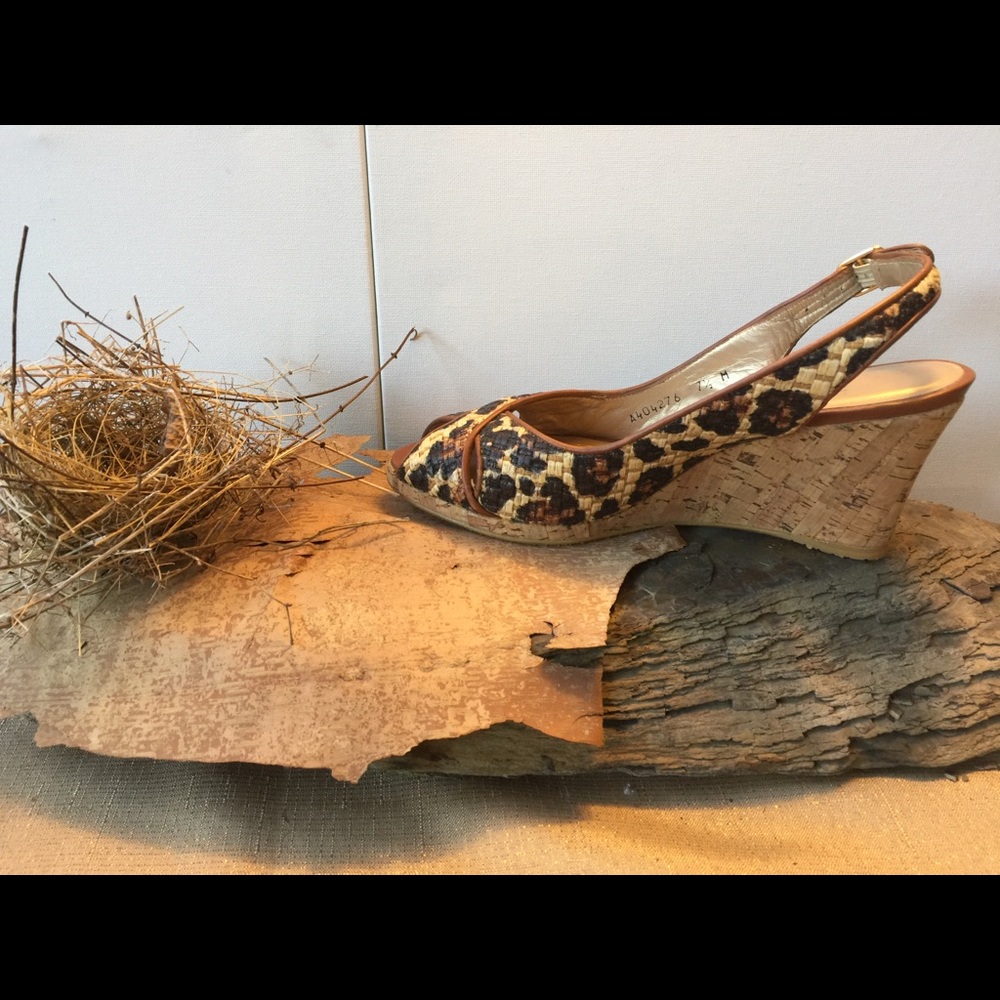 Stuart Weitzman Animal Print Wedge Sandals 7.5 - Picture 5 of 11